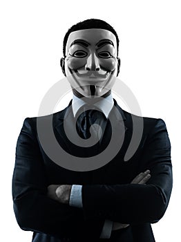 Man masked anonymous group silhouette portrait
